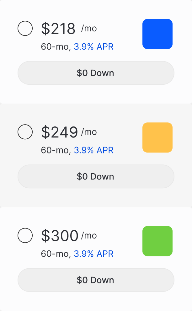 Screenshot of virtual retailing lending screen