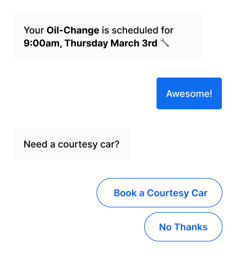 Example of service booking chat