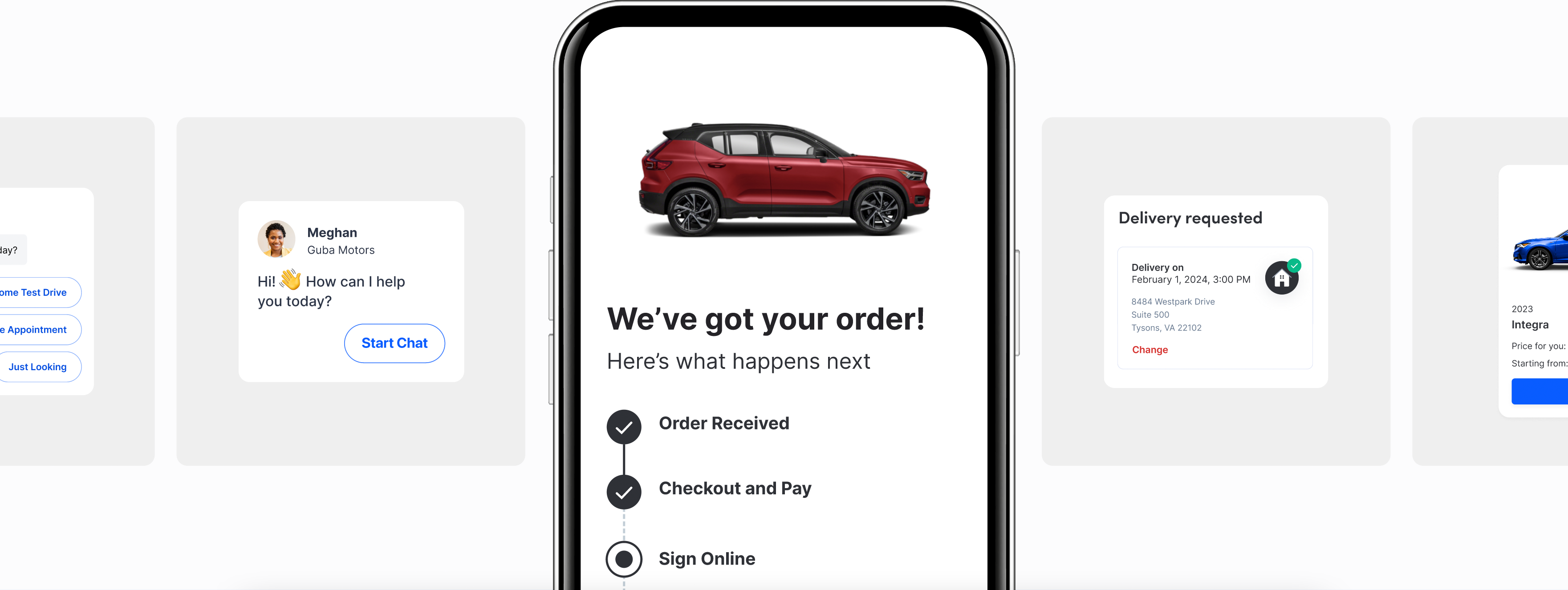 Mobile phone and additional Gubagoo screen examples
