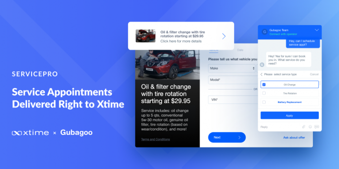 Gubagoo Xtime Automotive Service Appointment Scheduling via Chat